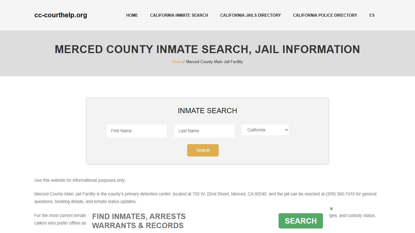 Merced County Inmate Lookup, Jail Roster